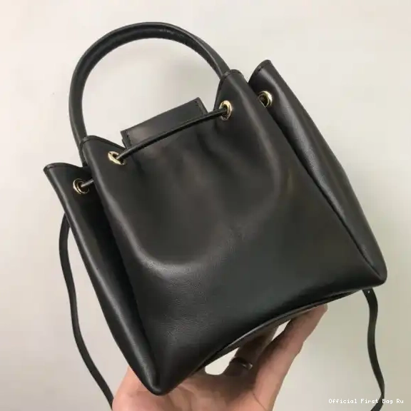 Official FirstBag Ru BURBERRY Motif Leather Bucket BMonogram Bag 0518